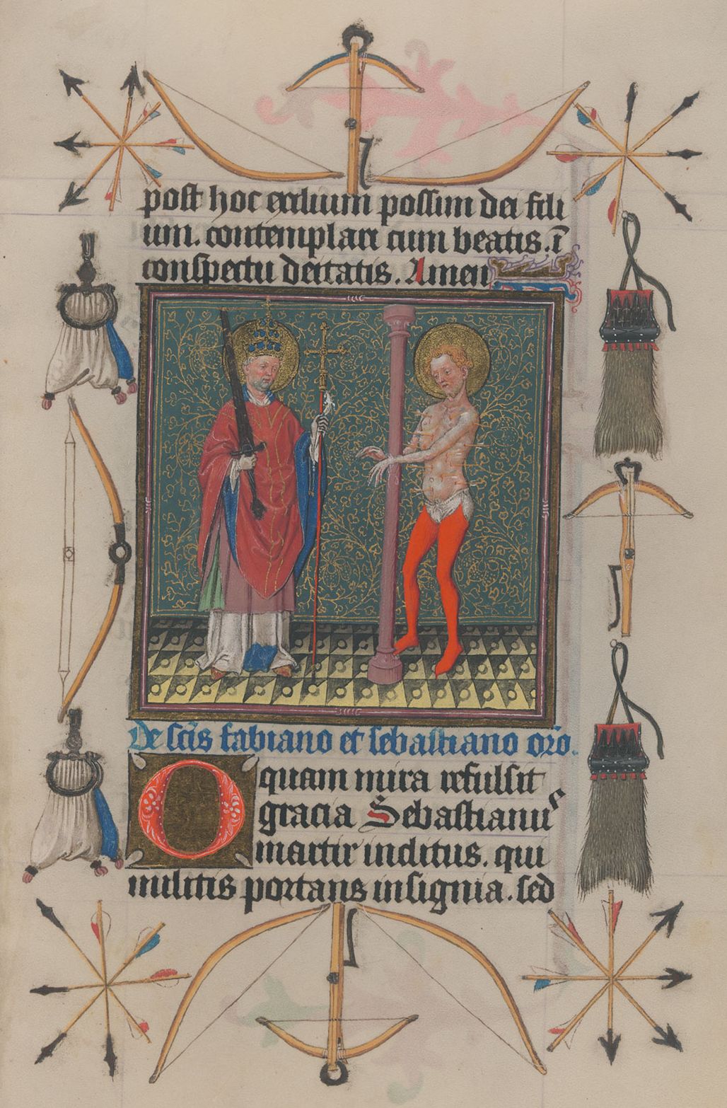 Pyhä Sebastian, Book of Hours, MS M.917/945 pp. 253, ca. 1440